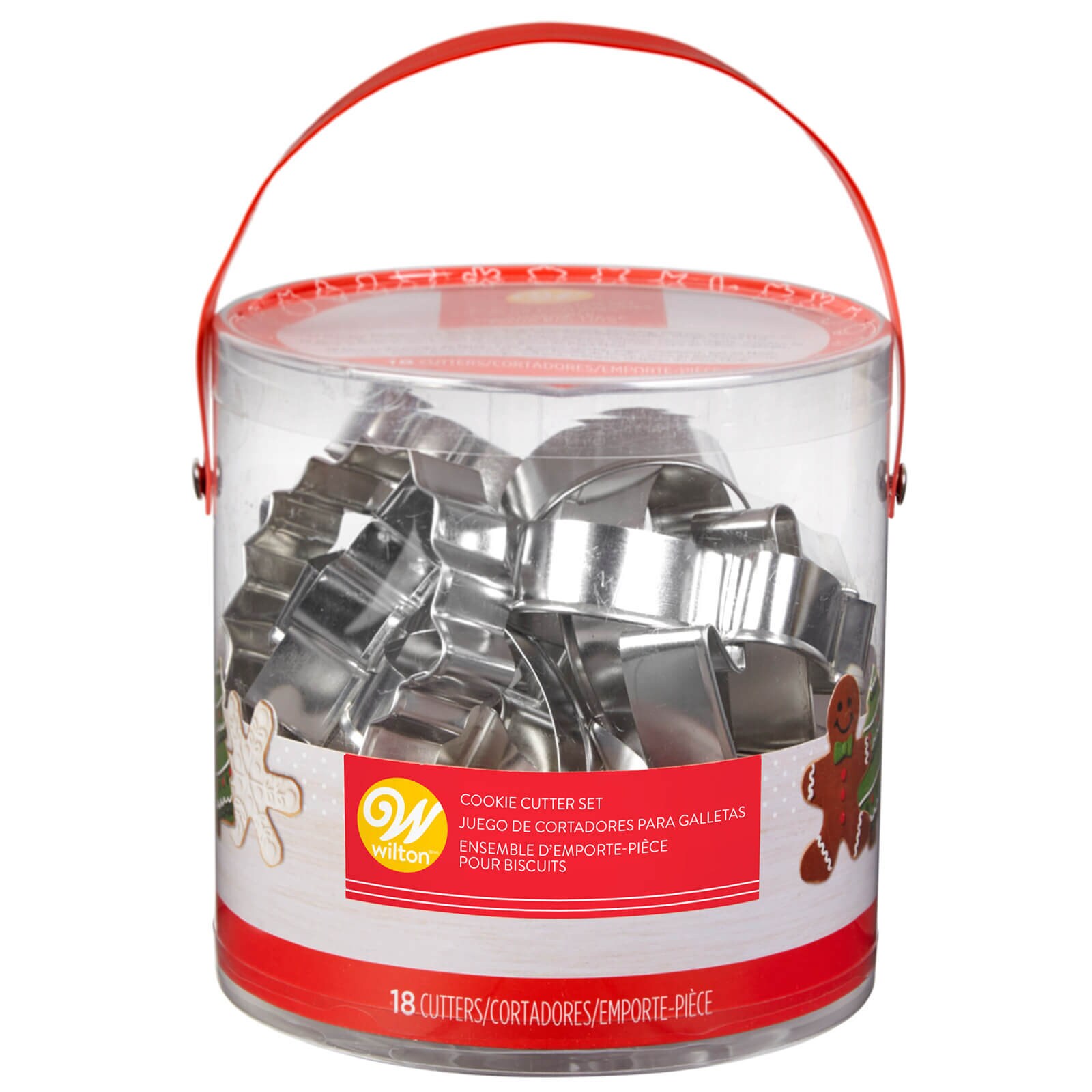 WILTON CHRISTMAS METAL COOKIE CUTTER SET 3" - 18 PC
