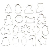 WILTON CHRISTMAS METAL COOKIE CUTTER SET 3" - 18 PC