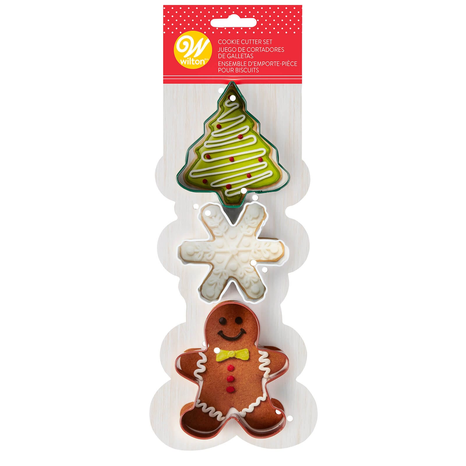 WILTON CHRISTMAS COLORED COOKIE CUTTER SET - 3 PC