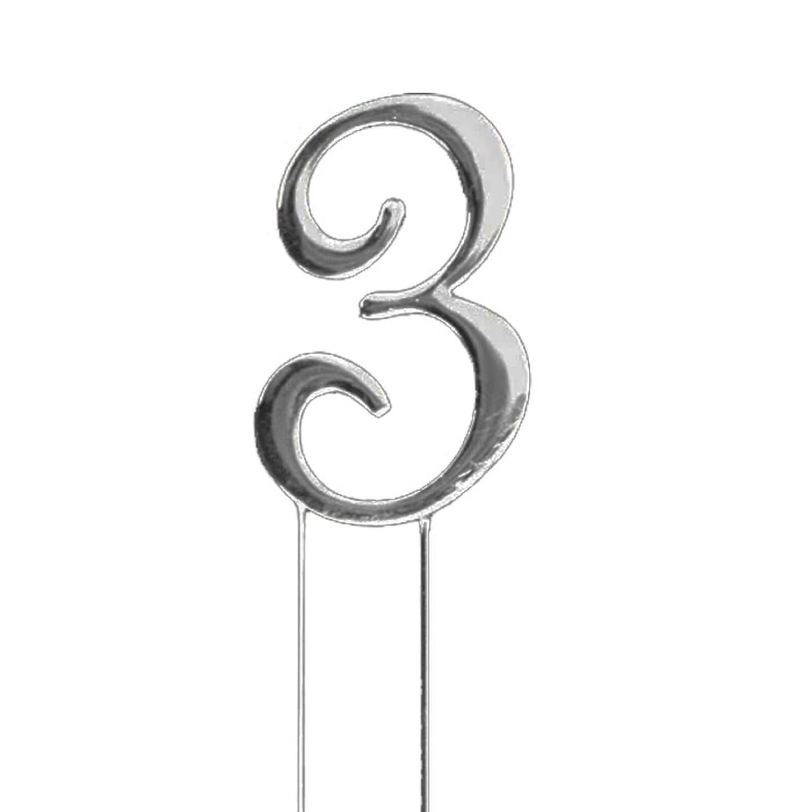SHINY PLAIN SILVER PICK NUMBER 3  -  2 3/4"/7 CM