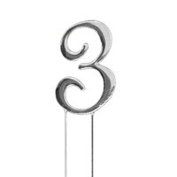 SHINY PLAIN SILVER PICK NUMBER 3  -  2 3/4"/7 CM