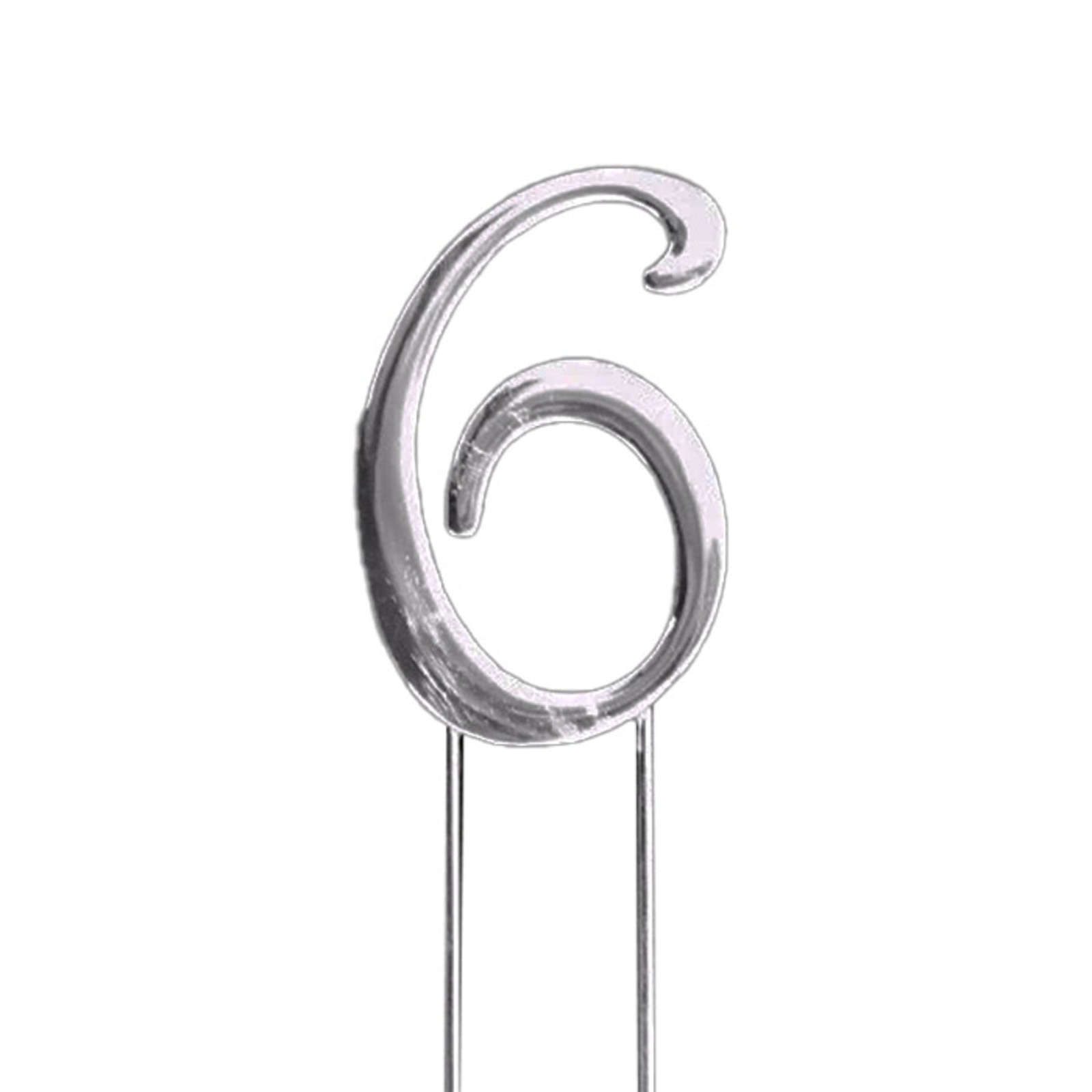 SHINY PLAIN SILVER PICK NUMBER 6  -  2 3/4"/7 CM