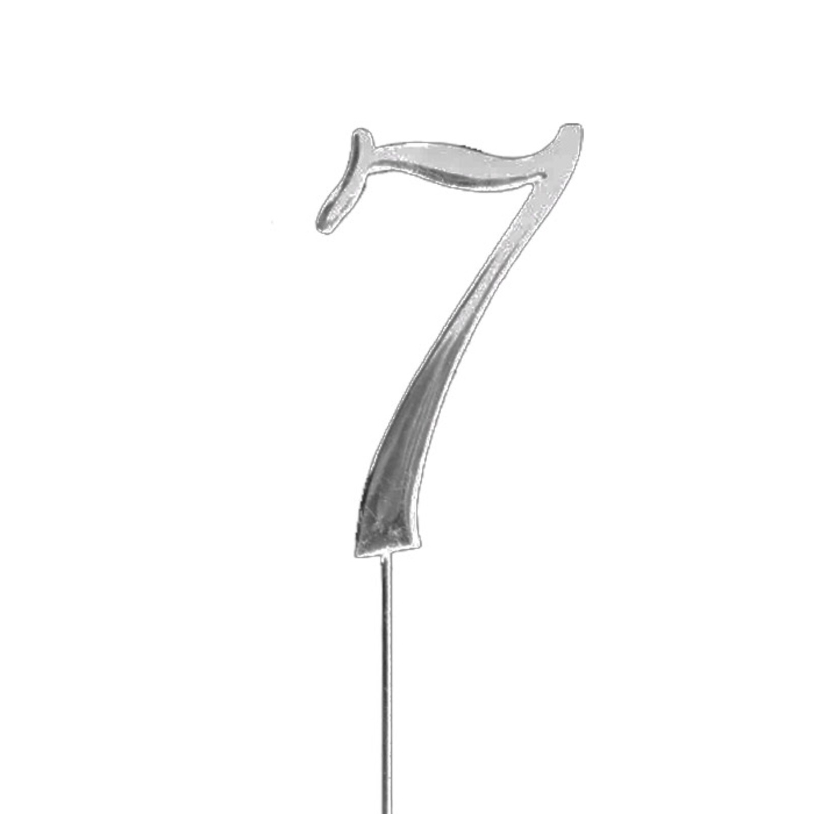 SHINY PLAIN SILVER PICK NUMBER 7  -  2 3/4"/7 CM