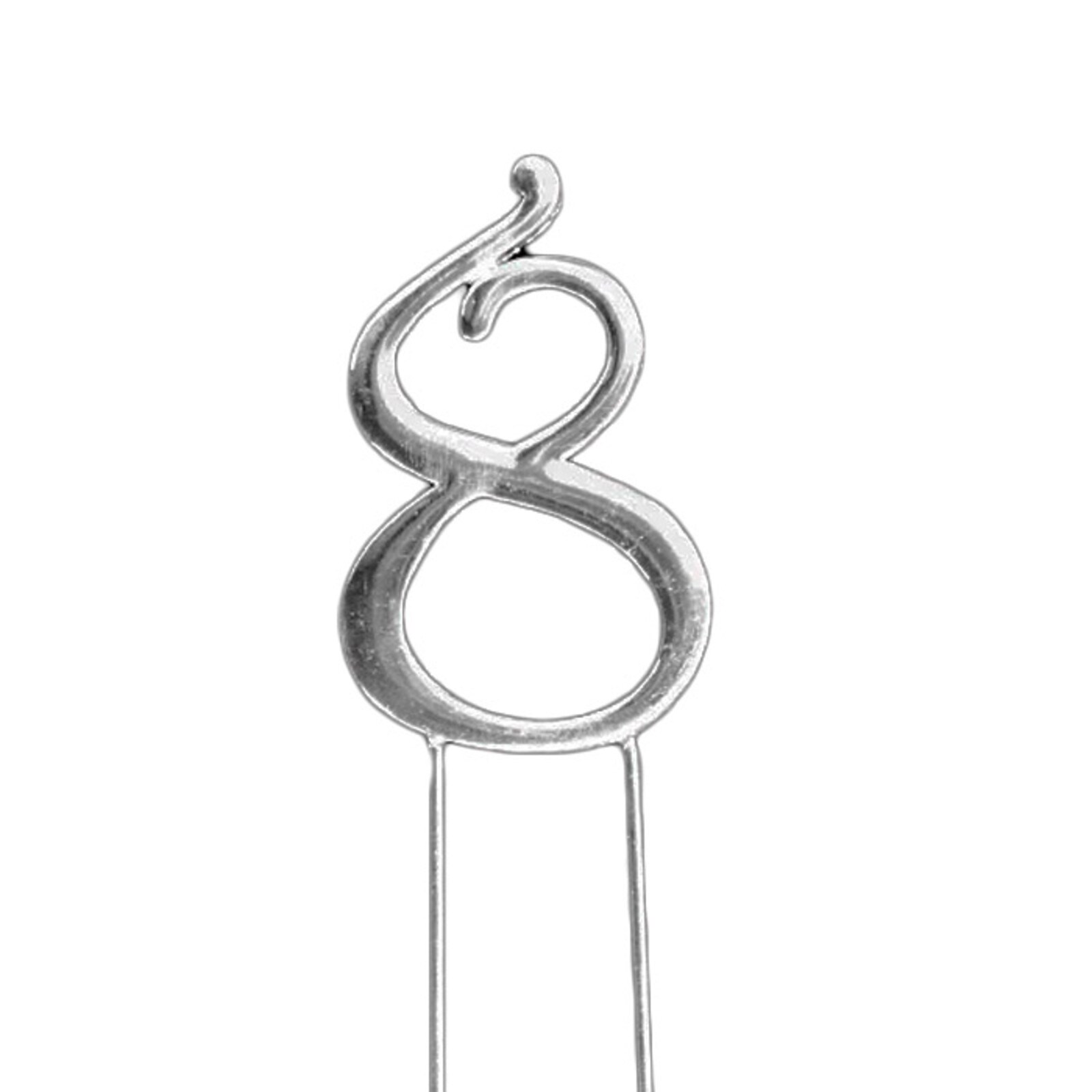 SHINY PLAIN SILVER PICK NUMBER 8  -  2 3/4"/7 CM
