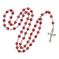 RED ROSARY BEADS W/GLITTER 36" 1 PC