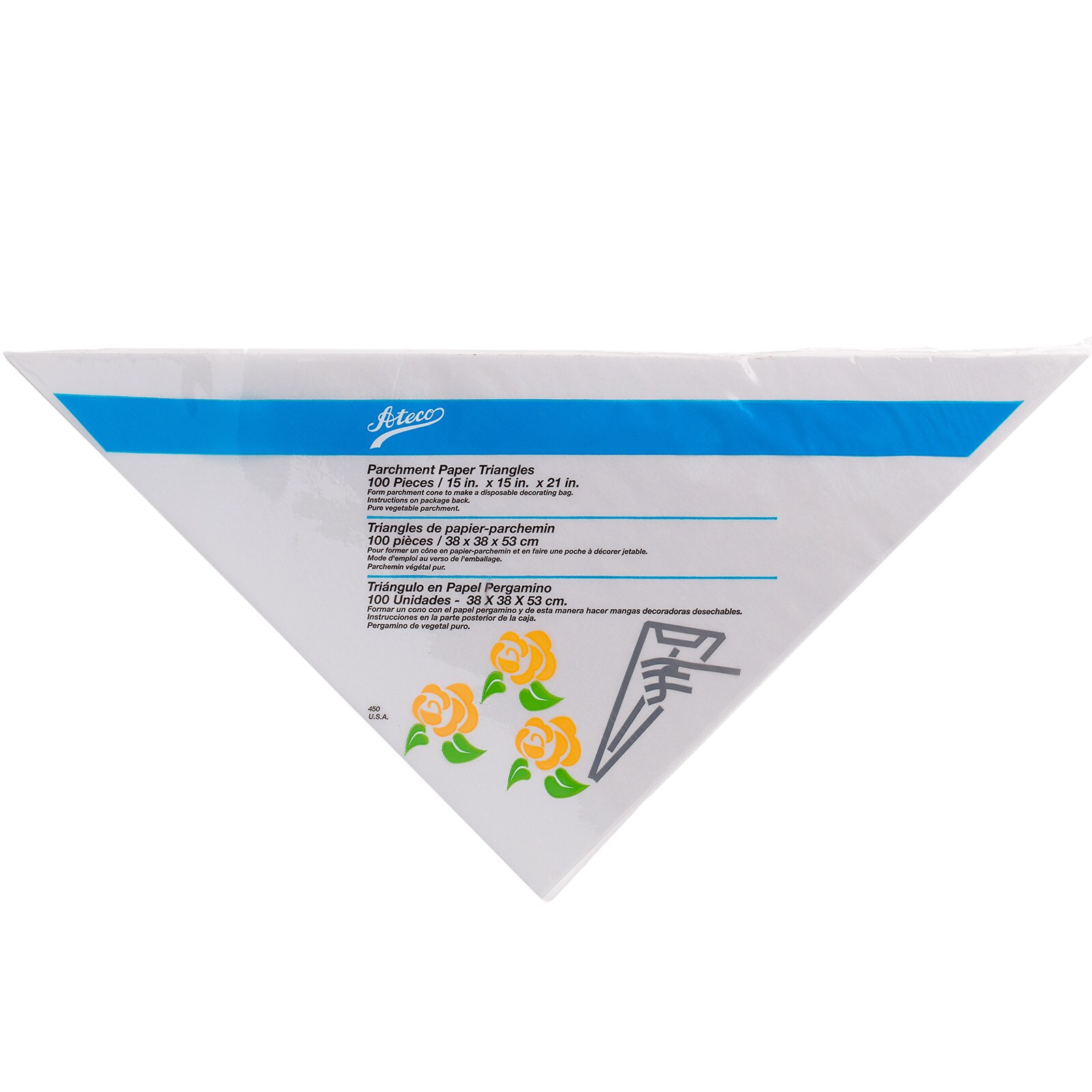 ATECO PARCHMENT PAPER TRIANGLES 15 X 15 X 21" - 100 PC