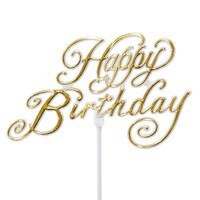 GOLD HAPPY BIRTHDAY PICK 9.5" 1 PC