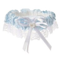 LIGHT BLUE LACE GARTER W/HEART 