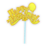 YELLOW HAPPY BIRTHDAY WITH BALLOON PICK 11"