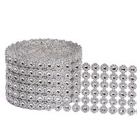 SILVER FLOWER BLING RIBBON 4 3/4" X 10 YDS