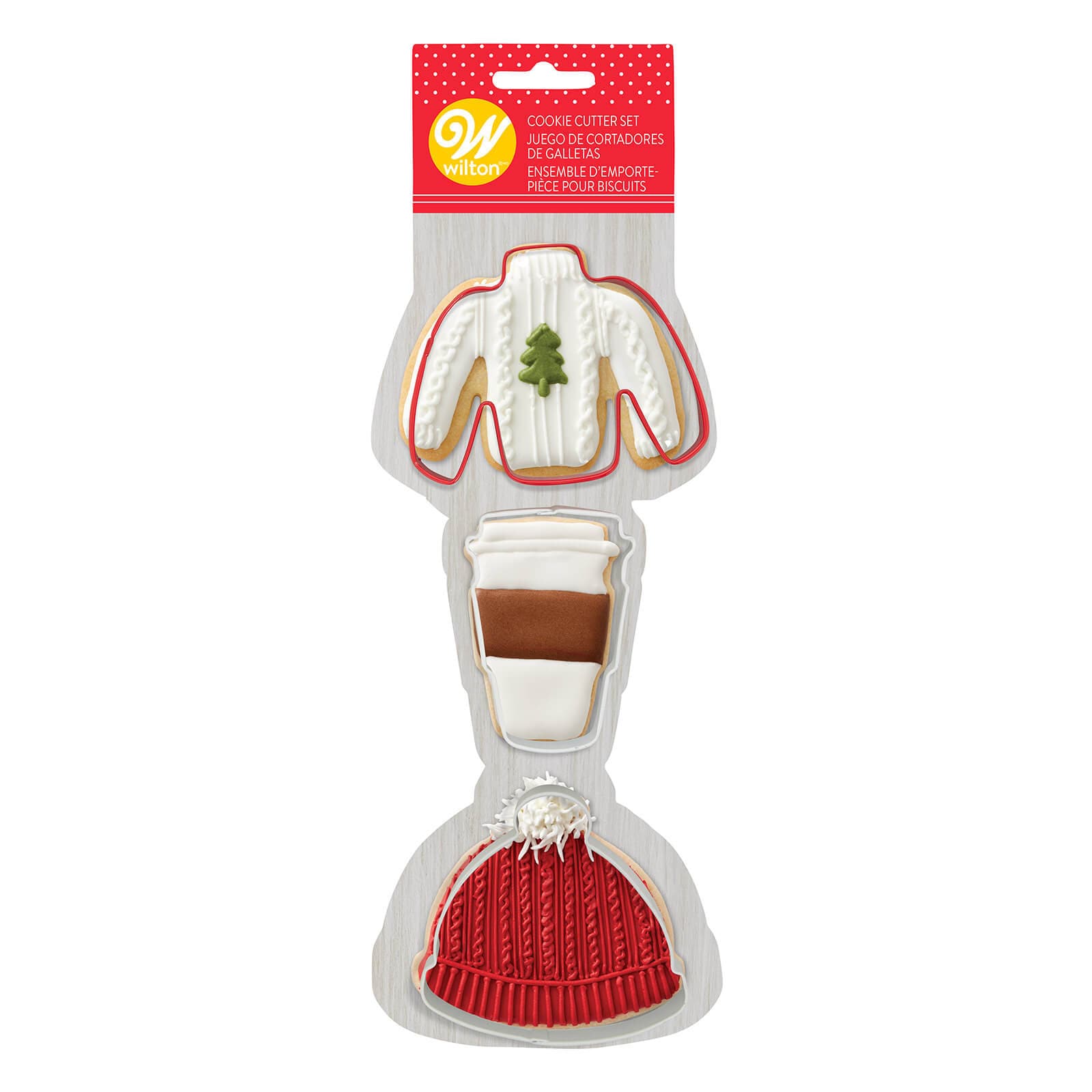 WILTON WINTER COLORED COOKIE CUTTER 3-PC SET