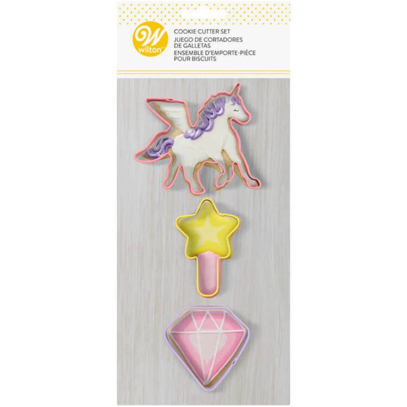 WILTON UNICORN MAGIC COLORED COOKIE CUTTER 3-PC SET