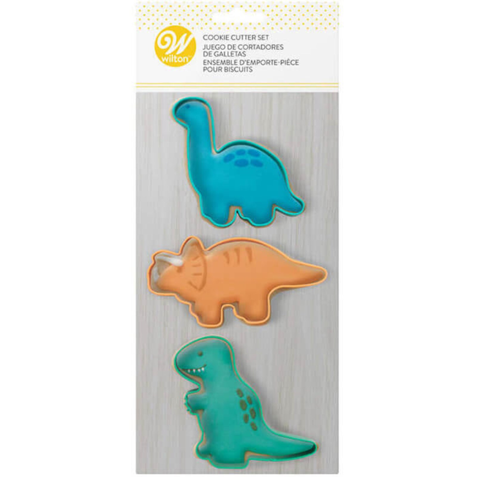 DINOSAUR COLORED COOKIE CUTTER 3 PC SET