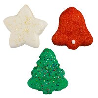ASSORTED CHRISTMAS COOKIES - TREE, STAR & BELL 3" - 24 PER BOX