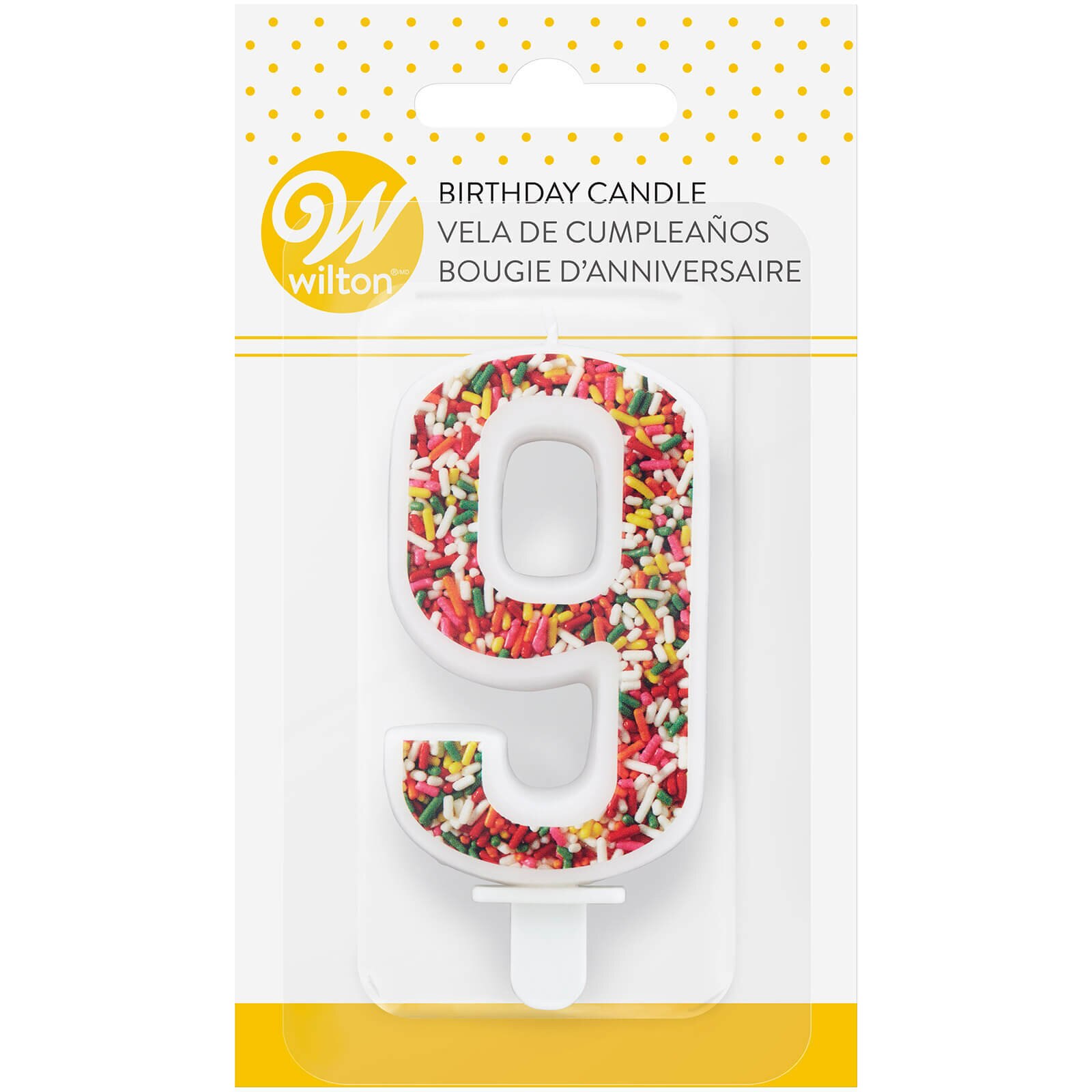 WILTON NUMERAL #9 SPRINKLE CANDLE 3"