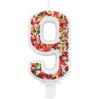 WILTON NUMERAL #9 SPRINKLE CANDLE 3"