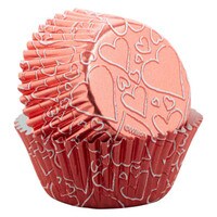 WILTON ROSE GOLD WITH HEARTS STANDARD FOIL CUPS - 24 PC