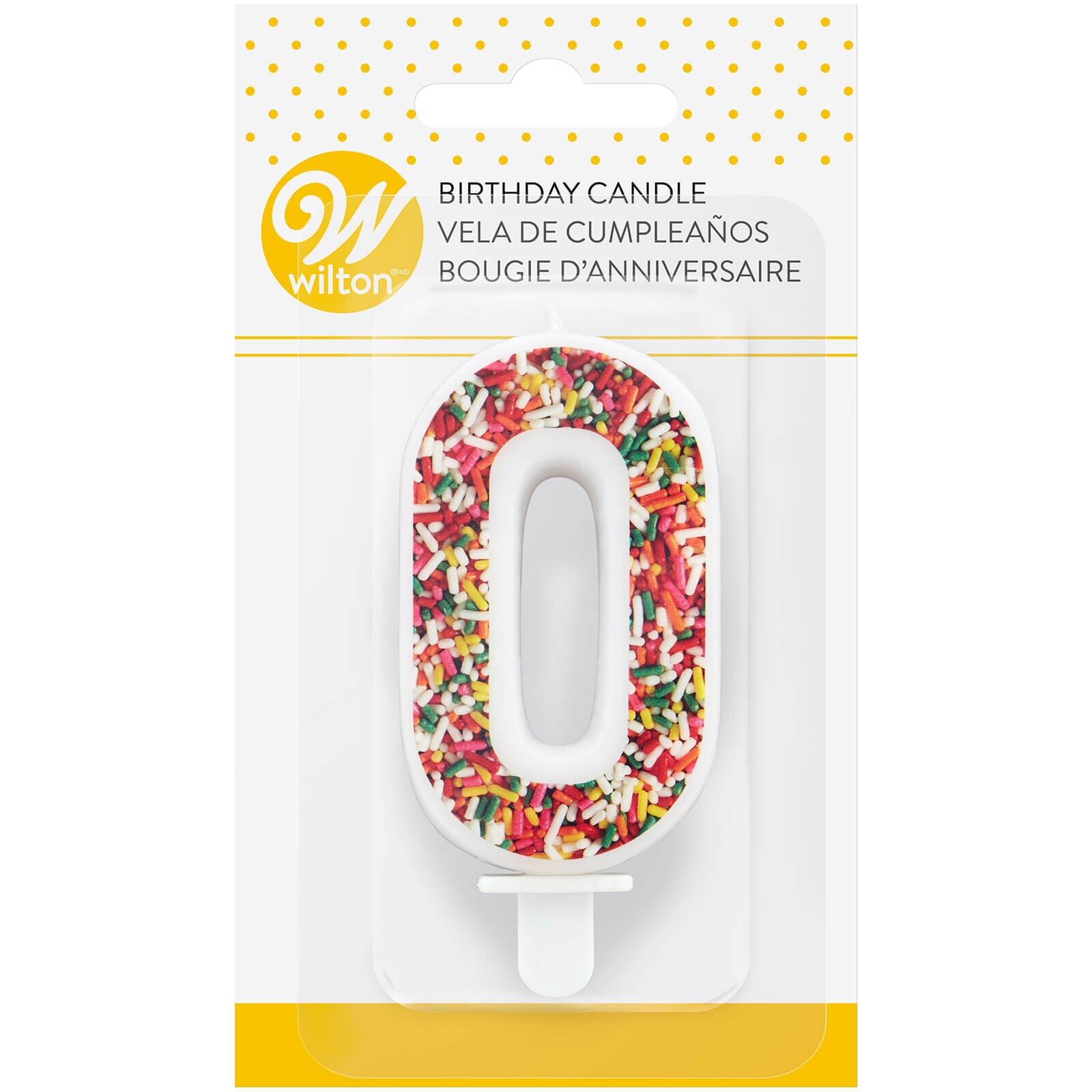 WILTON NUMERAL #0 SPRINKLE CANDLE 3"