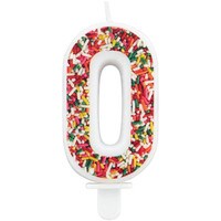 WILTON NUMERAL #0 SPRINKLE CANDLE 3"