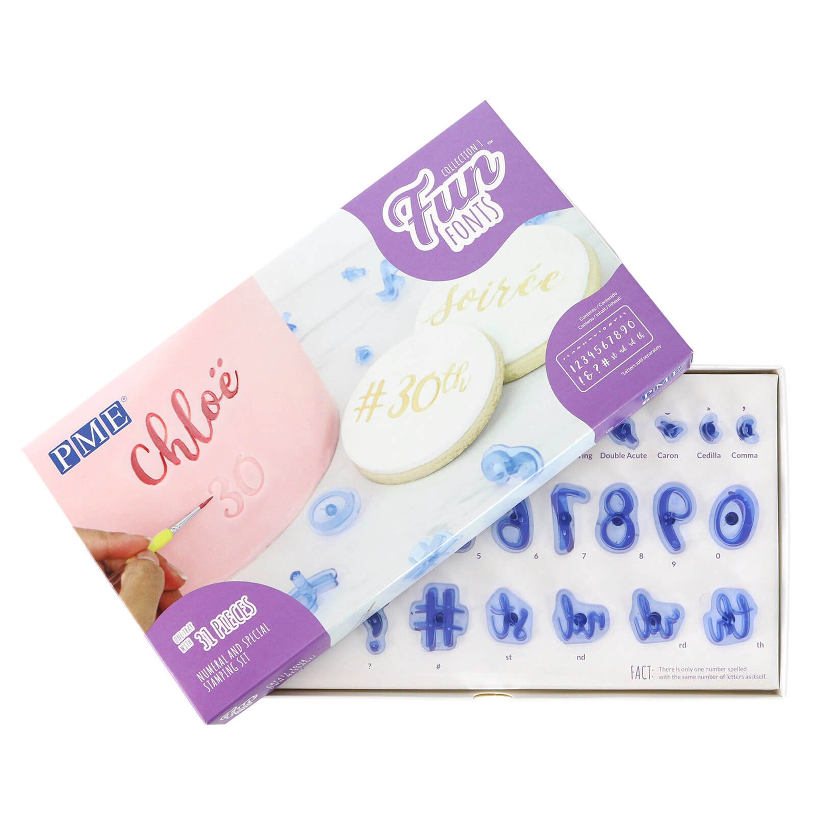 PME FUN FONTS - SCRIPT SYMBOLS & #S STAMPING SET 31 PCS