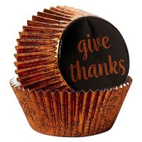 WILTON "GIVE THANKS" STANDARD FOIL BAKING CUPS - 24 PC