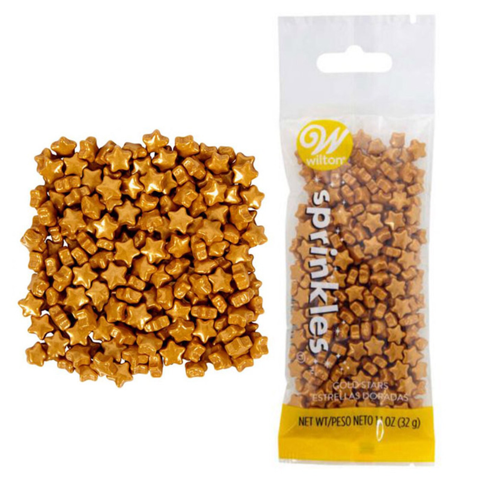 WILTON GOLD STAR SPRINKLES - 32 G POUCH