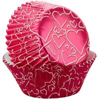 WILTON PINK WITH HEARTS STD FOIL CUPS 2" -  24 PC