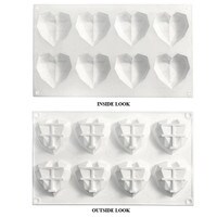 GEOMETRIC HEART SILICONE CHOCOLATE MOLD 2 1/2" (8)
