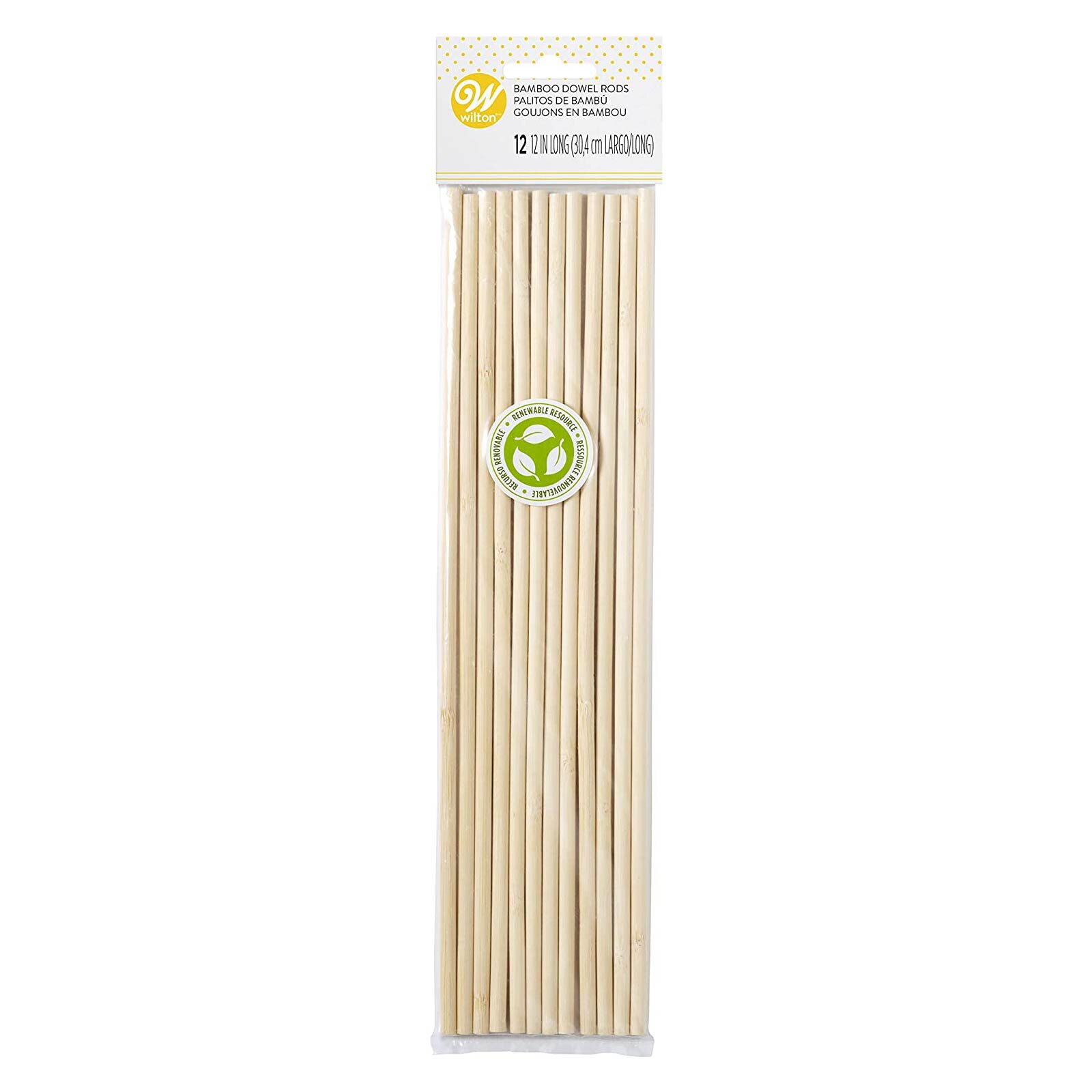 WILTON BAMBOO DOWEL RODS 1/4" X 12" 12 PC