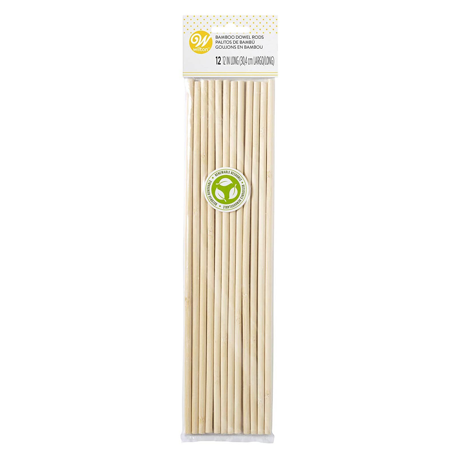 WILTON BAMBOO DOWEL RODS 1/4" X 12" 12 PC