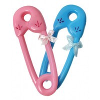 BABY SAFETY PIN PINK & BLUE 4 1/2" 2 PC SET