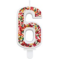 WILTON NUMERAL #6 SPRINKLE CANDLE 3"