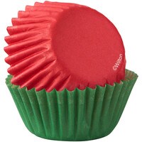 WILTON RED & GREEN MINI BAKING CUPS - 100 PC