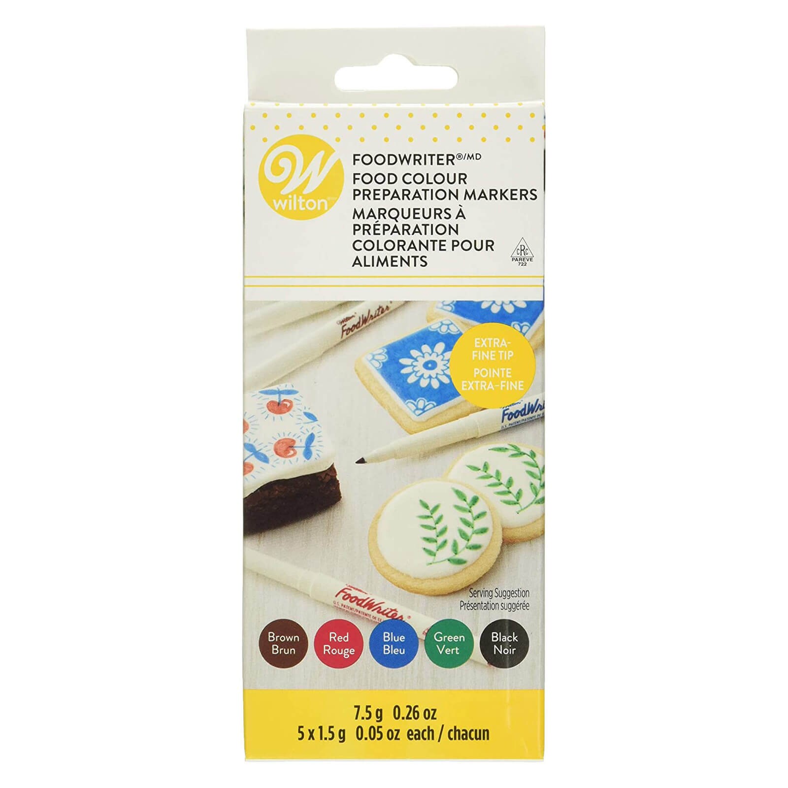 WILTON FOOD COLOR MARKERS PRIMARY - EXTRA FINE TIP 5 PC