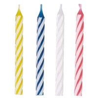 WILTON ASST STRIPED CANDLES 2.5" -  24 PC
