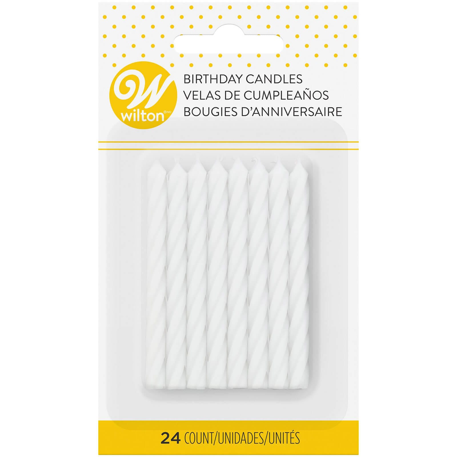 WILTON SOLID WHITE CANDLES 2.5" - 24 PC