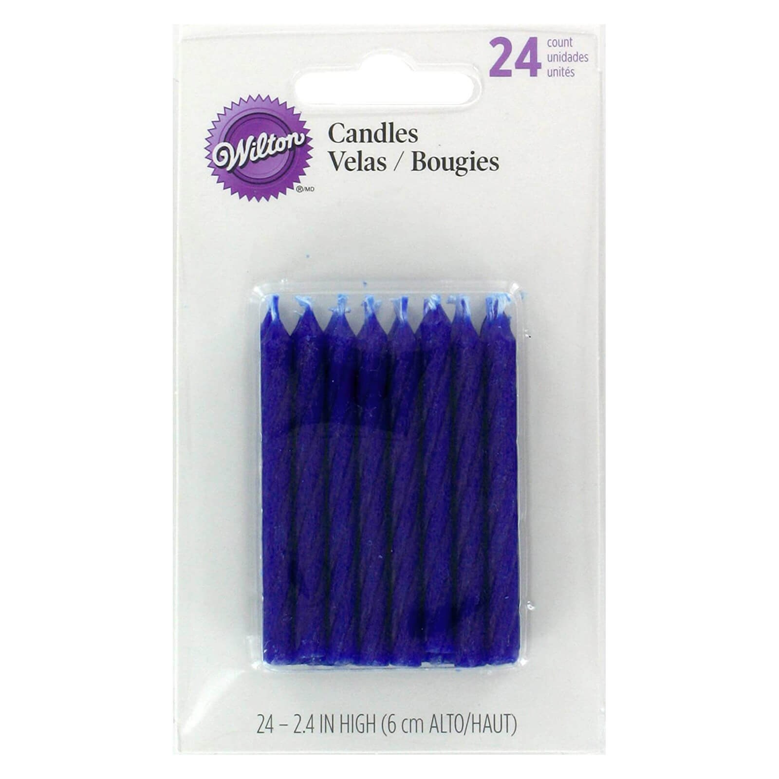 WILTON SOLID BLUE CANDLES 2.5" - 24 PC