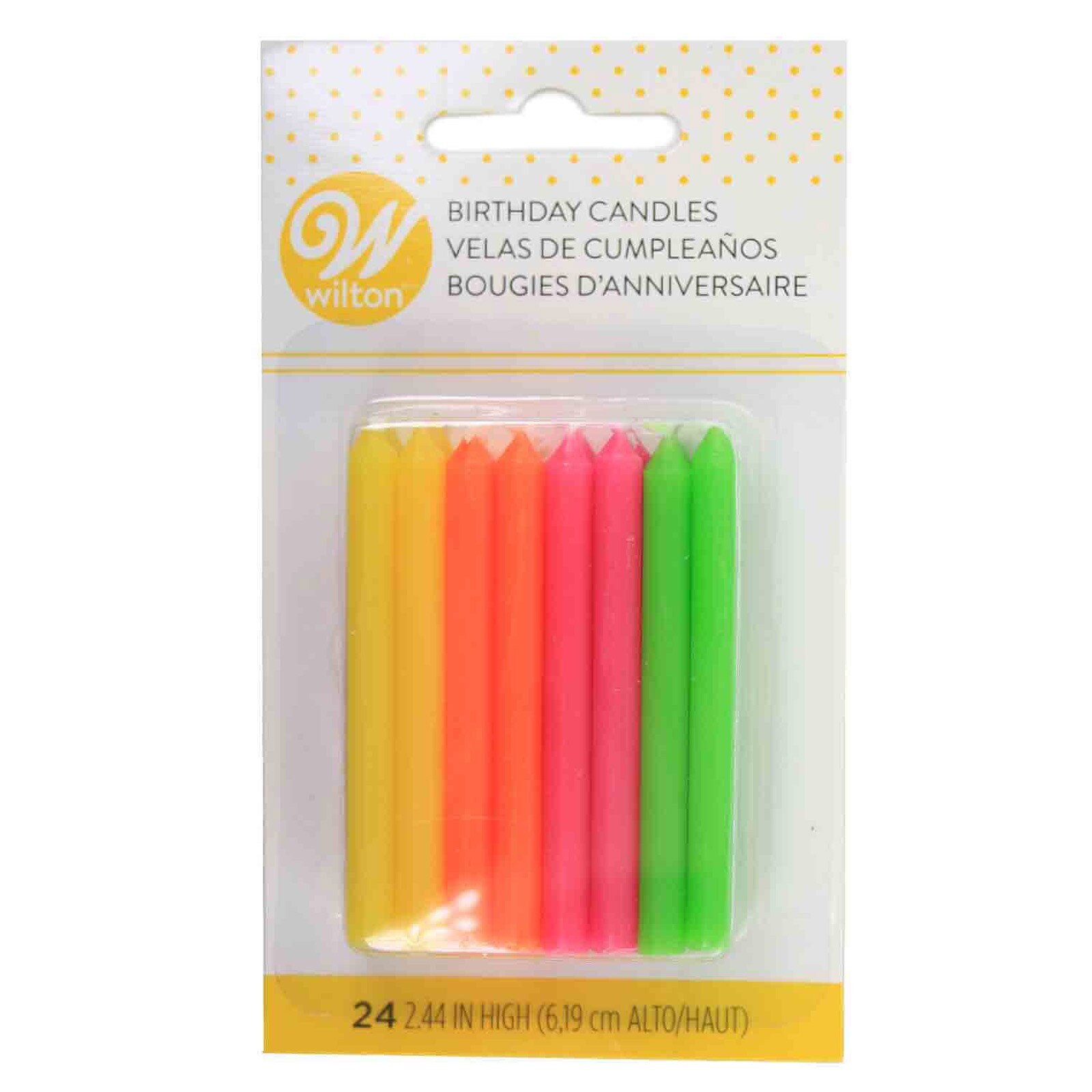 WILTON ROUND HOT COLORED CANDLES 2.5" - 24 PC