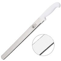 BREAD KNIFE - 14" NARROW SERRATED BLADE WITH WHITE HANDLE