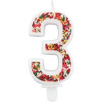 WILTON NUMERAL #3 SPRINKLE CANDLE 3"