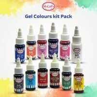 STARTER KIT FOOD COLOR GEL 12 COLOR SET:  ORANGE, PINK, PURPLE, BROWN, WHITE, BLACK, LEAF GREEN, YELLOW, ROYAL BLUE, BRIGHT RED, FUCHSIA, SKY BLUE - 1 OZ / 30 ML