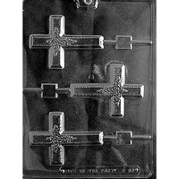 MOLD - CROSS WITH FLOWER LOLLY 3 3/4" x 2 1/8" x 1/8" (3)