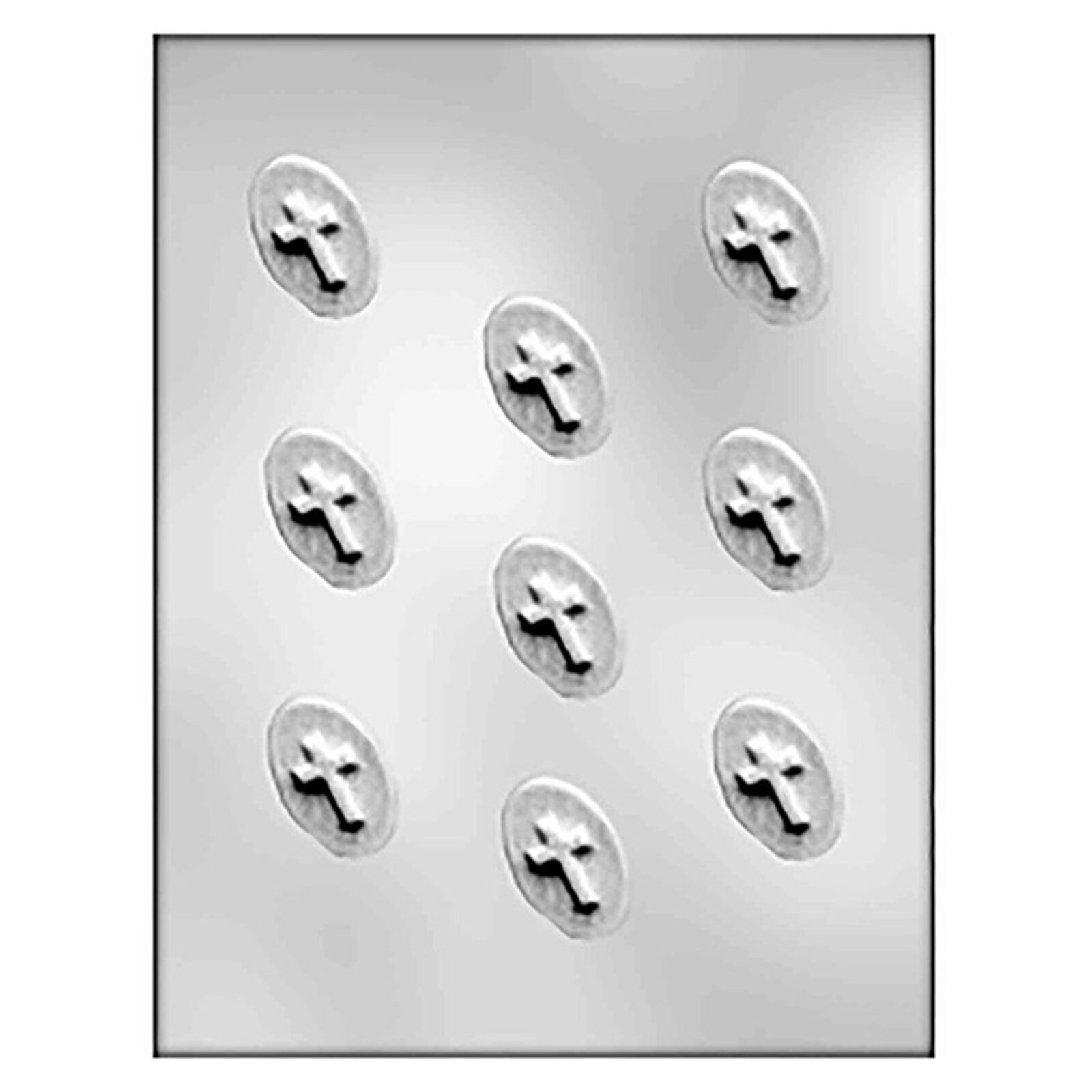 MOLD - CROSS ON OVAL PLAQUE 1 7/8" x 1 1/4" x 1/4" (9)
