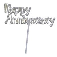 HAPPY ANNIVERSARY SILVER PICK 12"