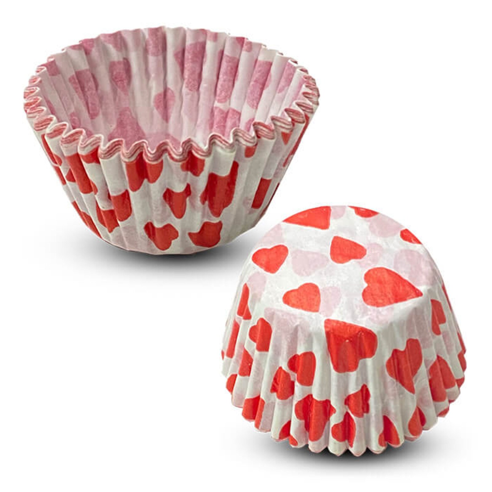 WHITE CANDY CUPS WITH RED HEARTS
