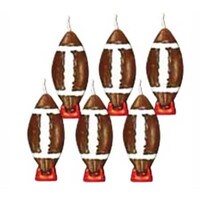 FOOTBALL CANDLES 2" 6 PKG
