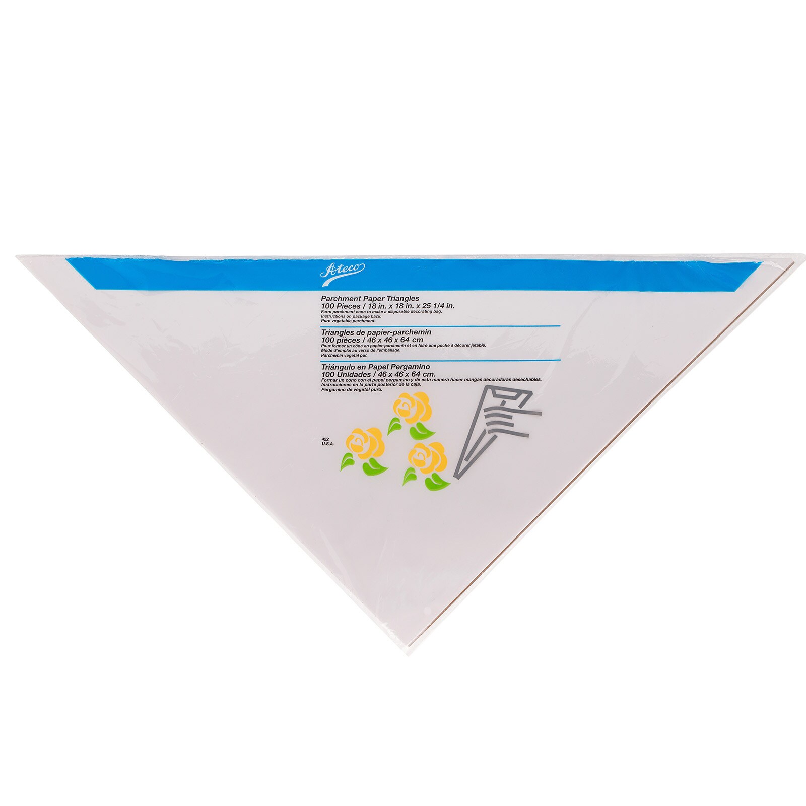 ATECO PARCHMENT PAPER TRIANGLES 18 X 18 X 25 1/4" - 100 PC