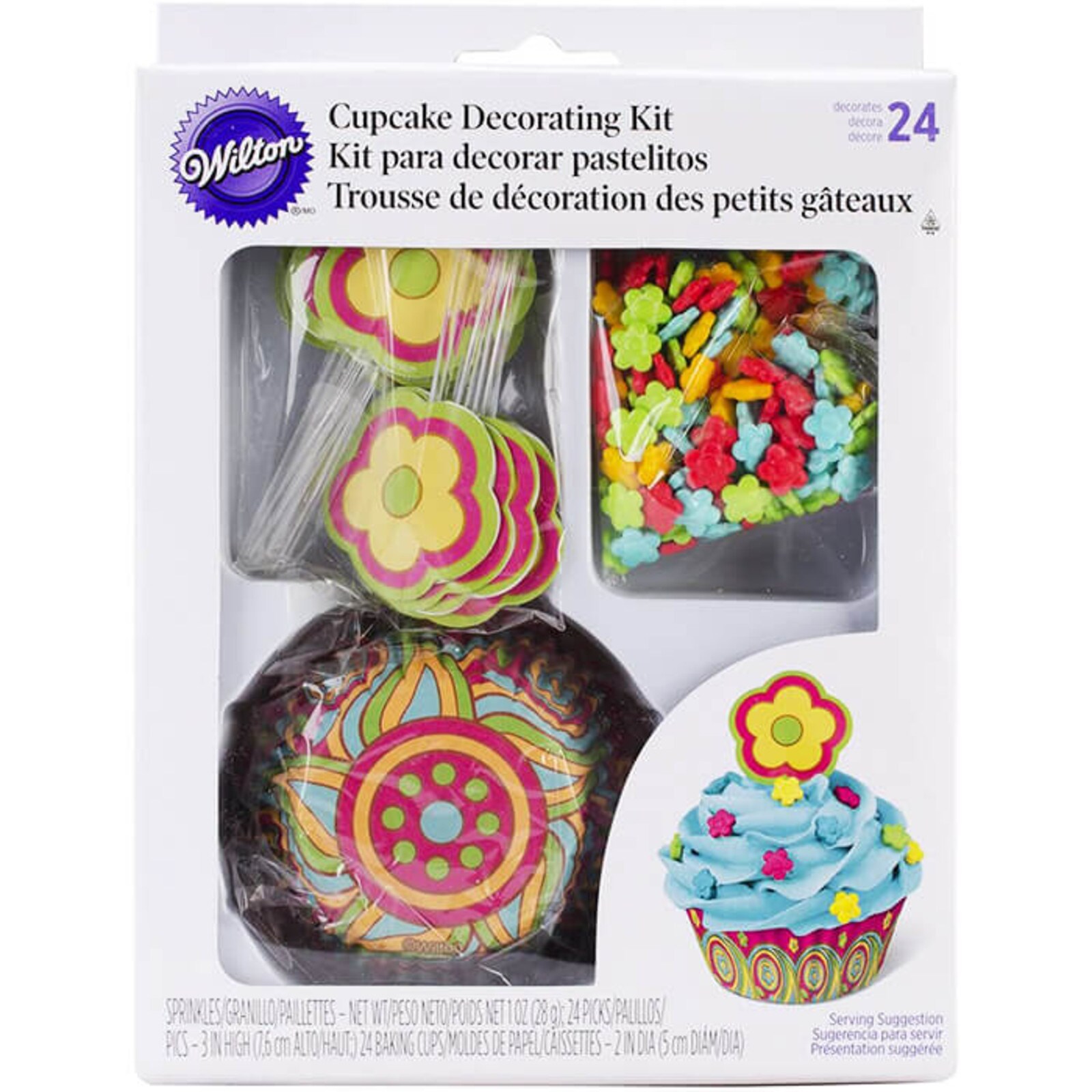 WILTON FLOWER CUPCAKE COMBO DECORATING KIT - SET OF 24