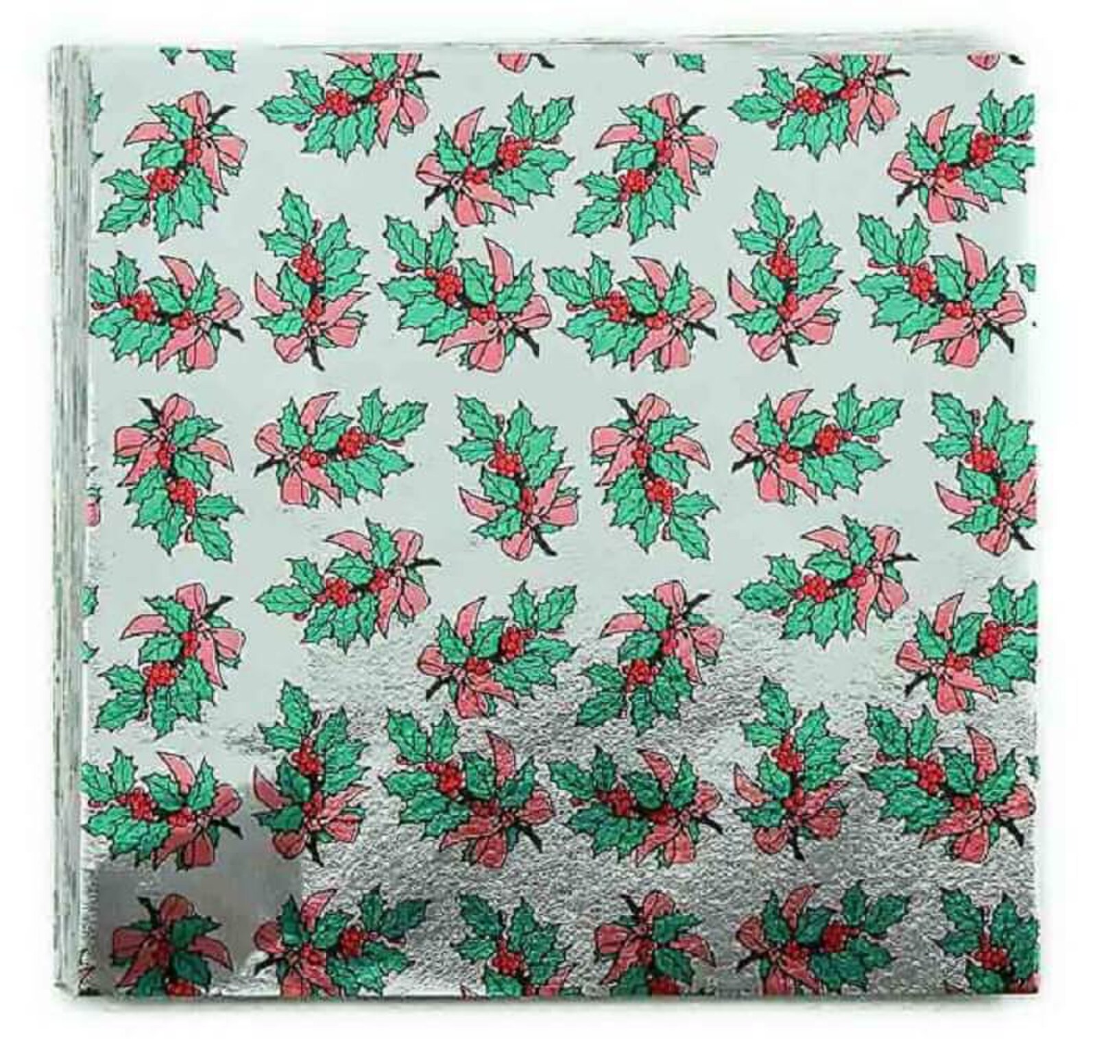 FOIL WRAPPER 5" X 5" - CHRISTMAS HOLLY 500 PCS