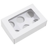 WHITE KRAFT WINDOW BOX FOR 6 CUPCAKES W/INSERTS - 2 PCS